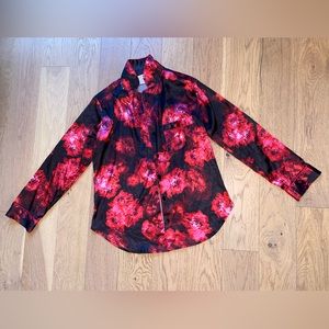 Victoria’s Secret Satin pajama shirt - XS red roses print